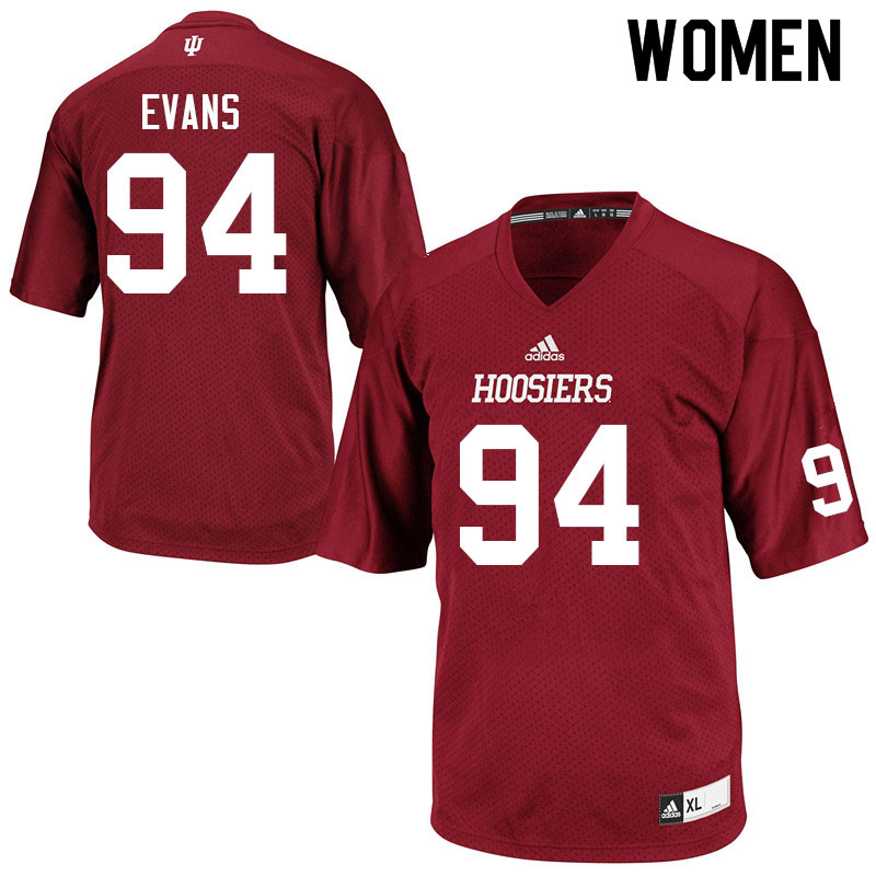 Women #94 James Evans Indiana Hoosiers College Football Jerseys Sale-Crimson Jersey